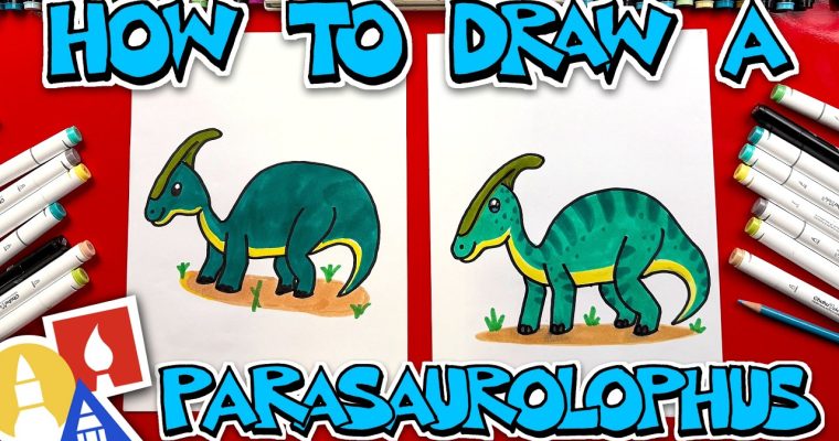 איך מציירים פרסאורולופוס (Parasaurolophus) שלב אחר שלב